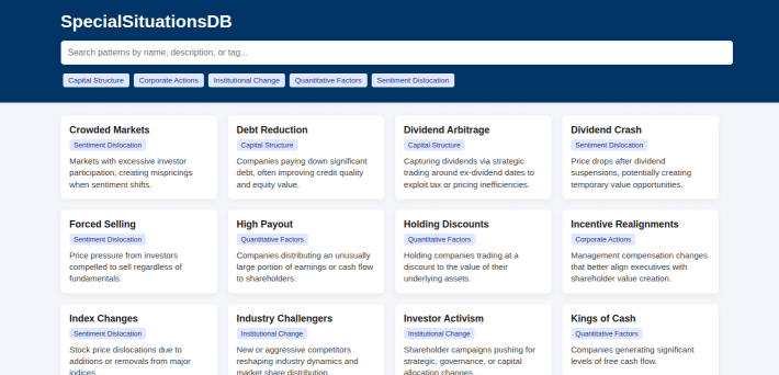 SpecialSituationsDB Screenshot